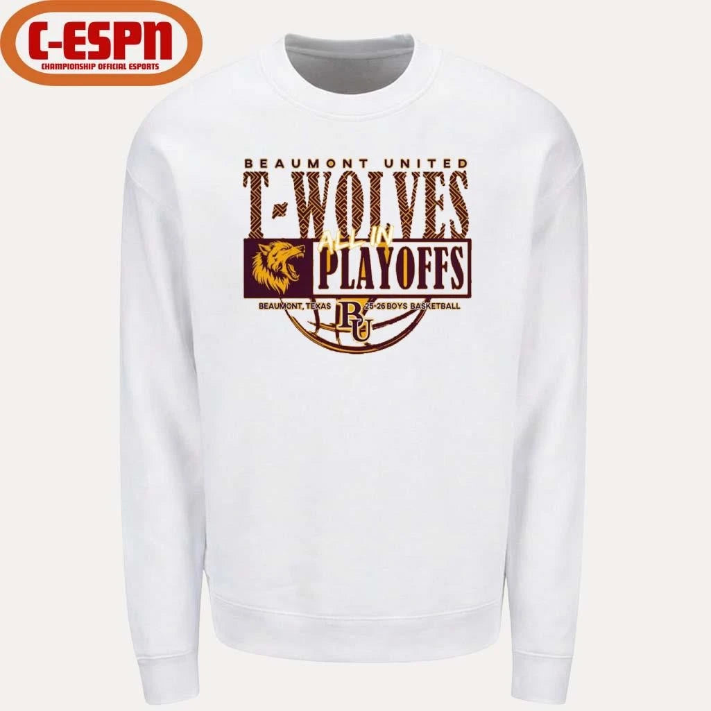 Official Beaumont United T-Wolves All In Playoffs 2026 Boys Basketball Shirt