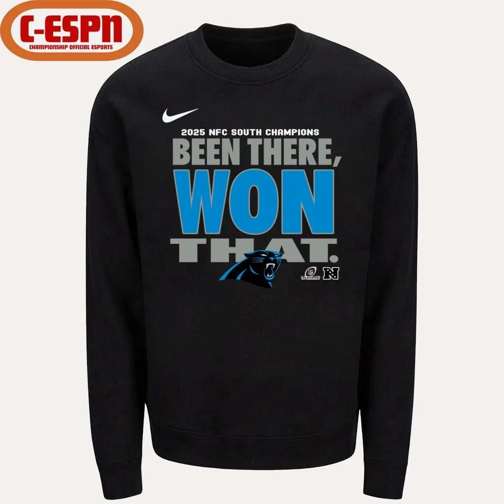 Official Been There Won That Carolina Panthers 2025 NFC South Division Champions Locker Room T-shirt