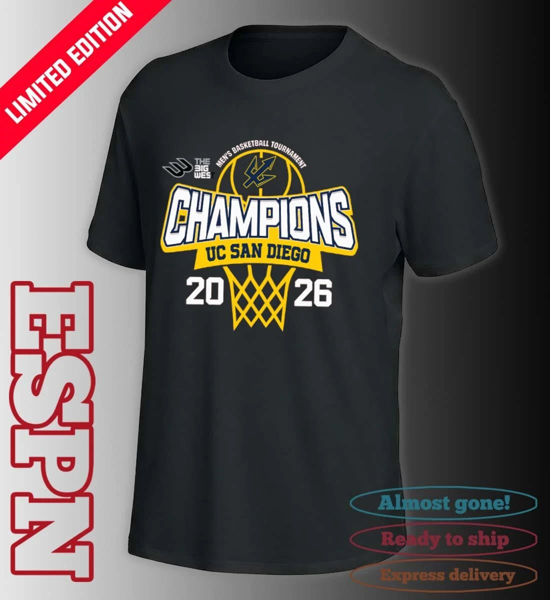 Official Big West Conference Men’s Basketball Tournament 2026 Champions UC San Diego Tritons T-Shirt