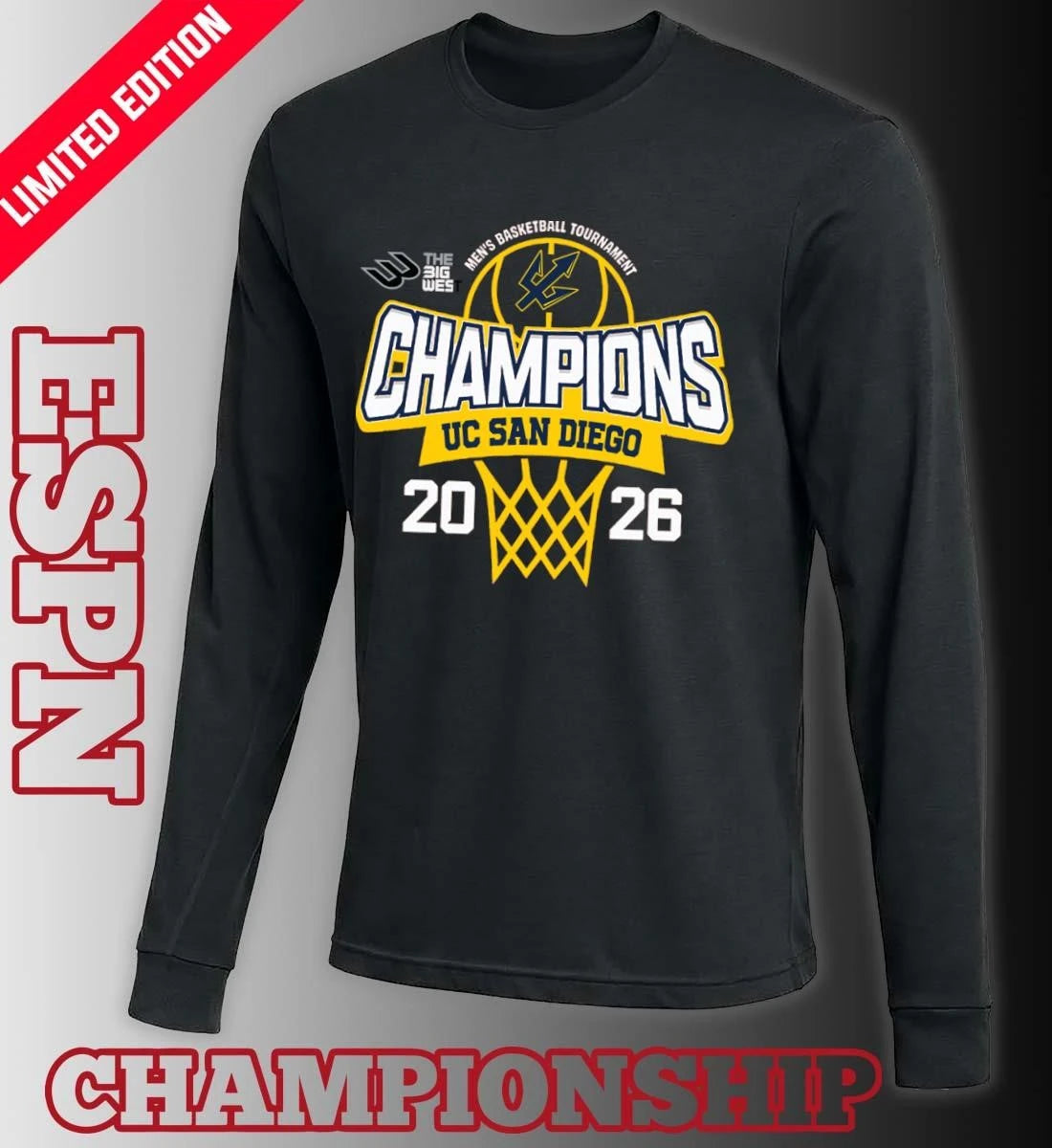 Official Big West Conference Men’s Basketball Tournament 2026 Champions UC San Diego Tritons T-Shirt