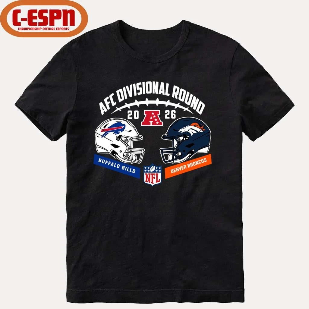 Official Bills Vs Broncos 2025-26 AFC Divisional Round Duel Helmet T-Shirt
