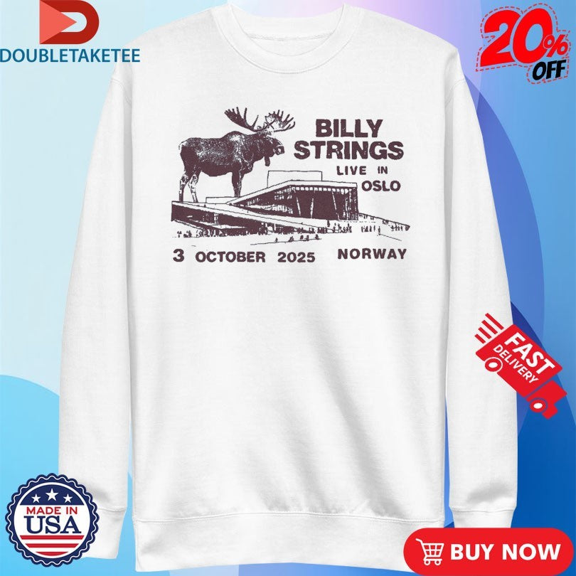 Official Billy Strings Live In Oslo, Norway 3 October 2025 Tour Deer Shirts