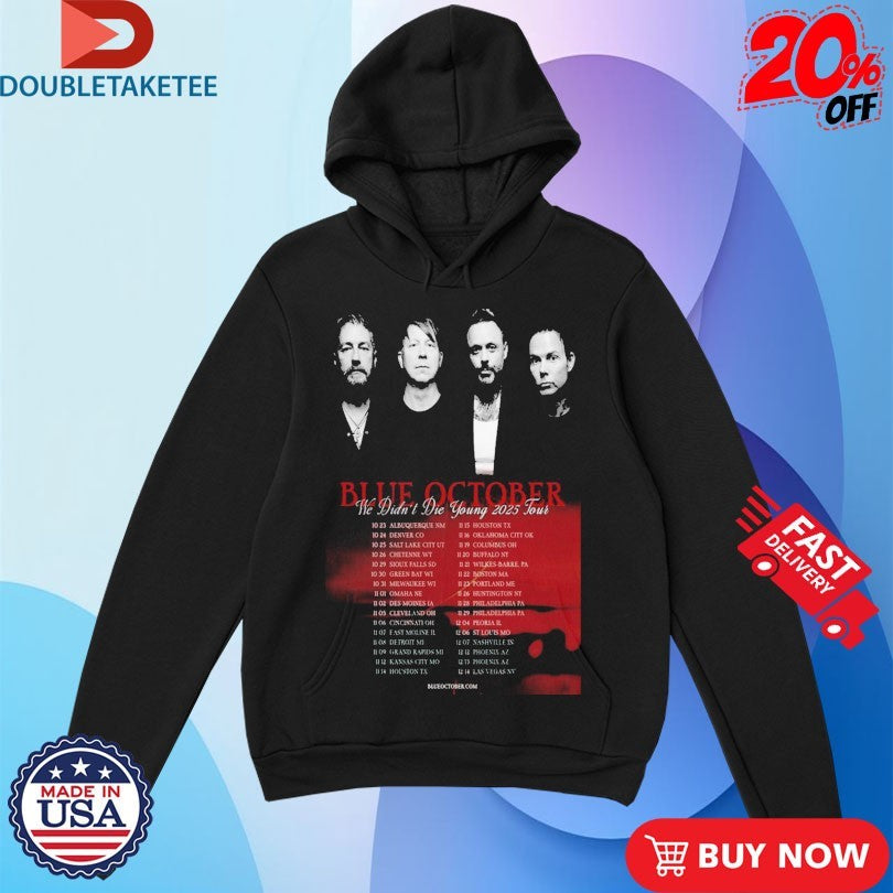 Official Blue October We Didn’t Die Young 2025 Tour Shirts