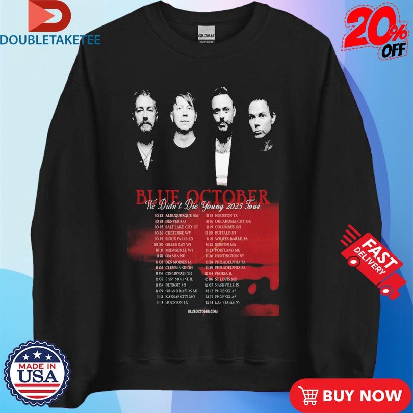 Official Blue October We Didn’t Die Young 2025 Tour Shirts