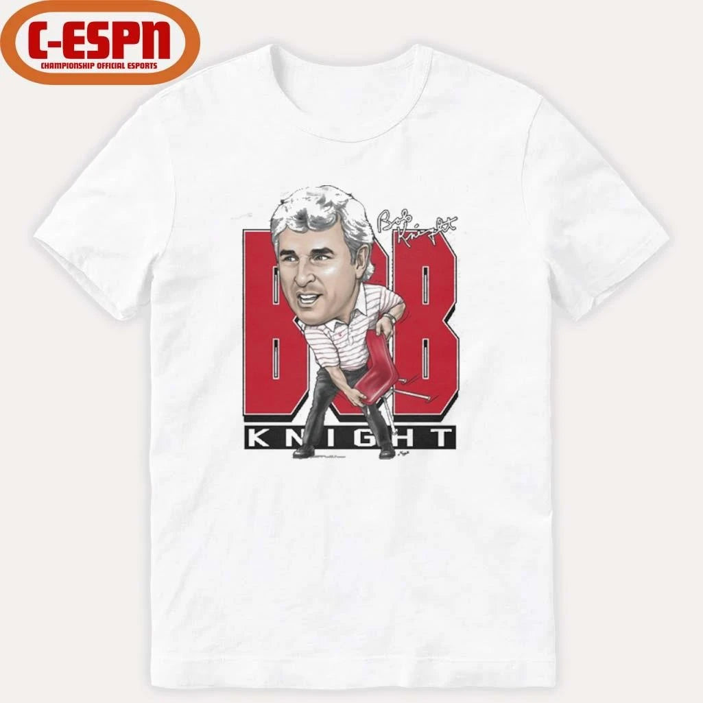 Official Bob Knight Chair Throw Caricature T-Shirt