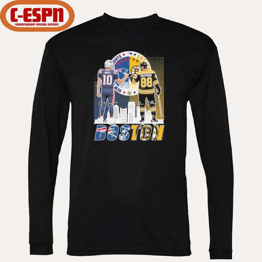 Official Boston Sports Teams Drake Maye And David Pastrnak Shirt
