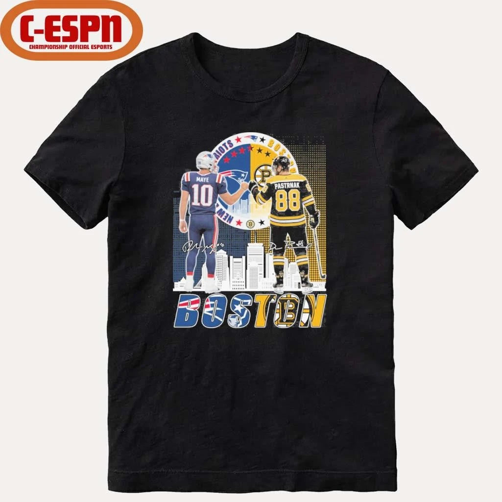 Official Boston Sports Teams Drake Maye And David Pastrnak Shirt