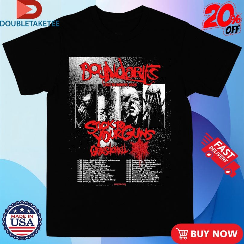 Official Boundaries Stick To Your Guns USA Summer 2025 Tour Dates Shirts