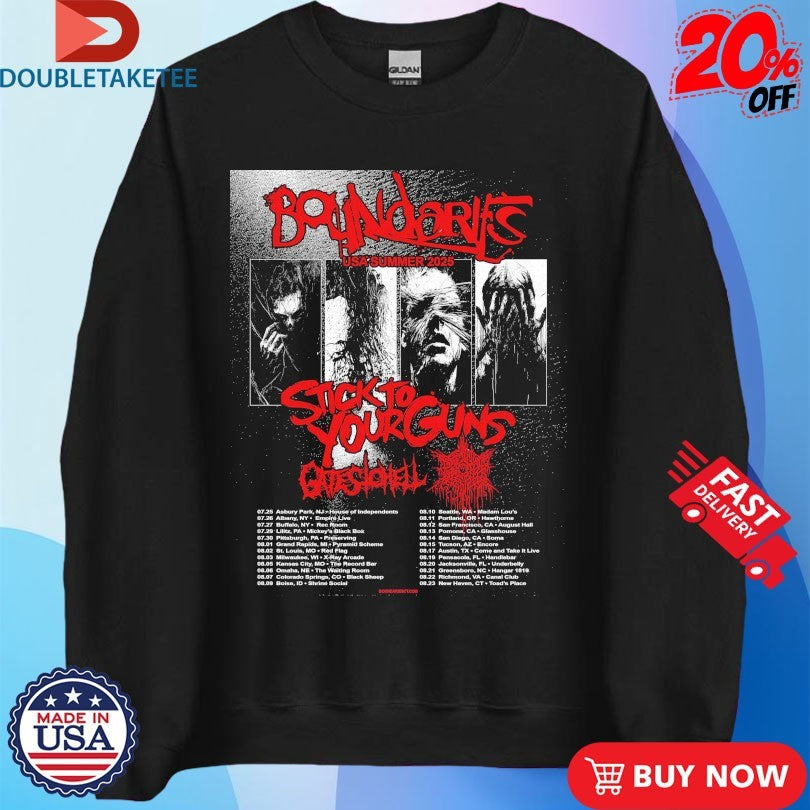 Official Boundaries Stick To Your Guns USA Summer 2025 Tour Dates Shirts