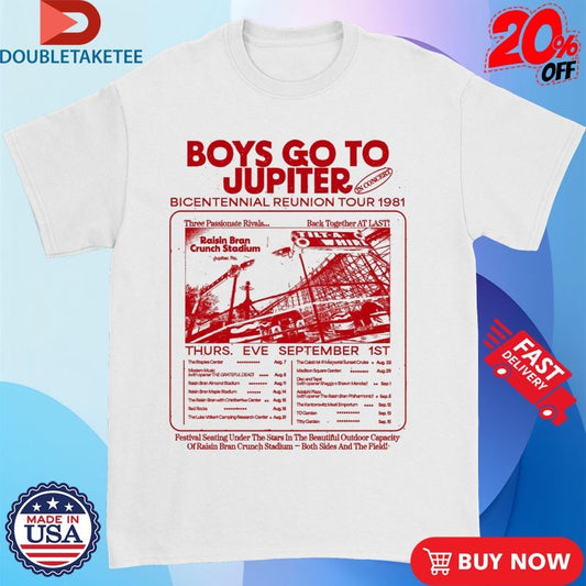 Official Boys Go To Jupiter In Concert Bicentennial Reunion Tour 1981 Thurs Eve September Shirts