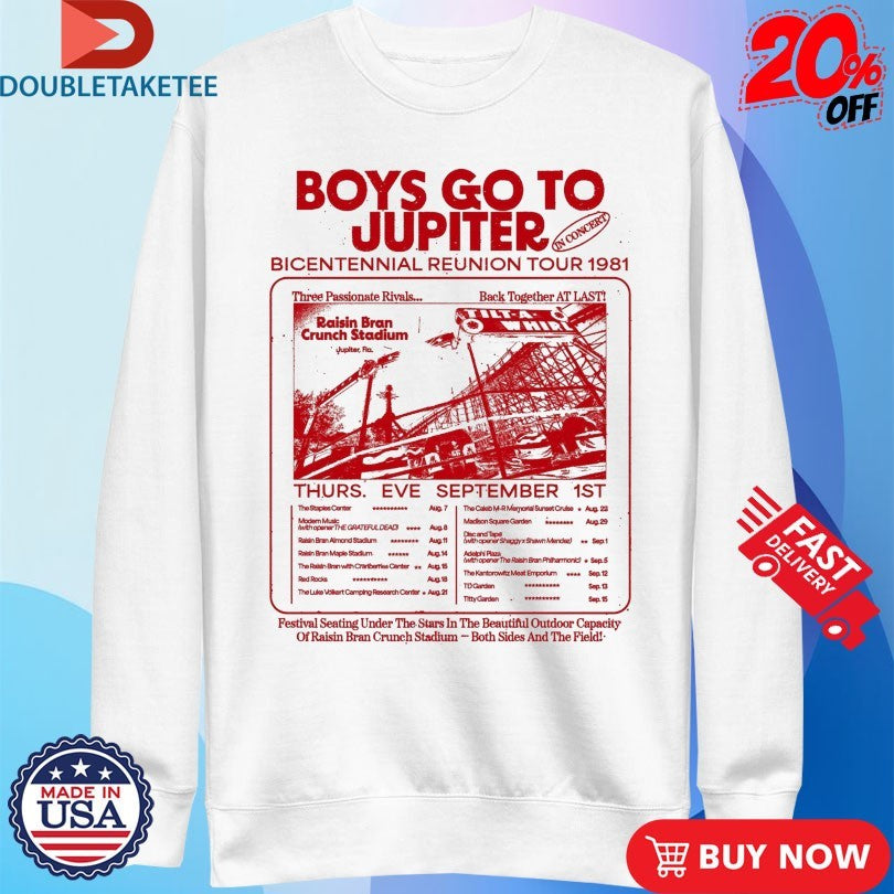 Official Boys Go To Jupiter In Concert Bicentennial Reunion Tour 1981 Thurs Eve September Shirts