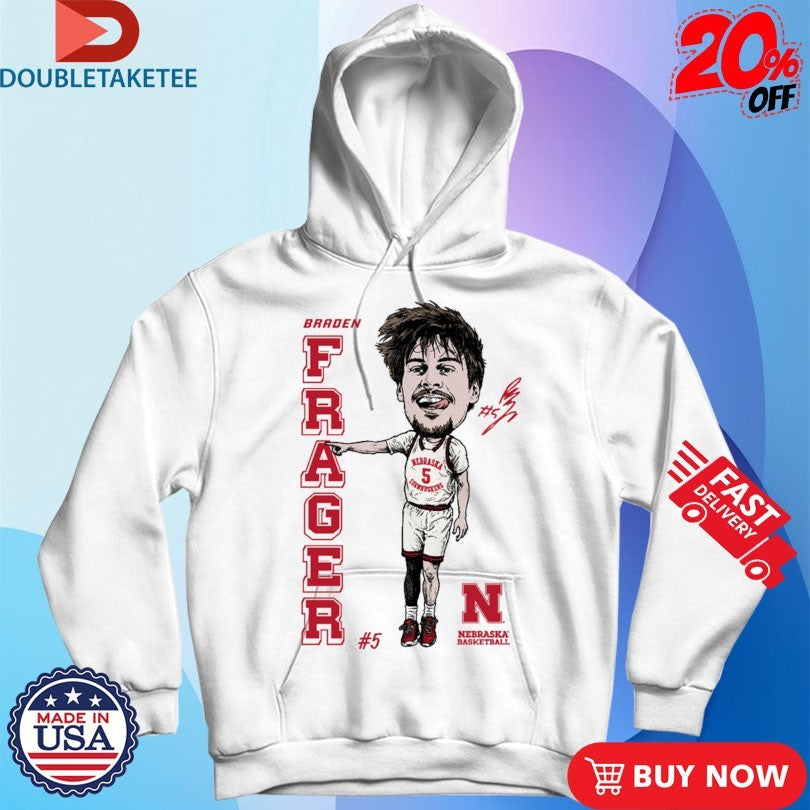 Official Braden Frager Nebraska Cornhuskers Basketball Caricature Signature Shirts