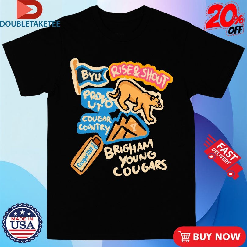 Official Brigham Young Cougars BYU Bye Rise And Shout Provo Ut Cougar Country Paint Shirts