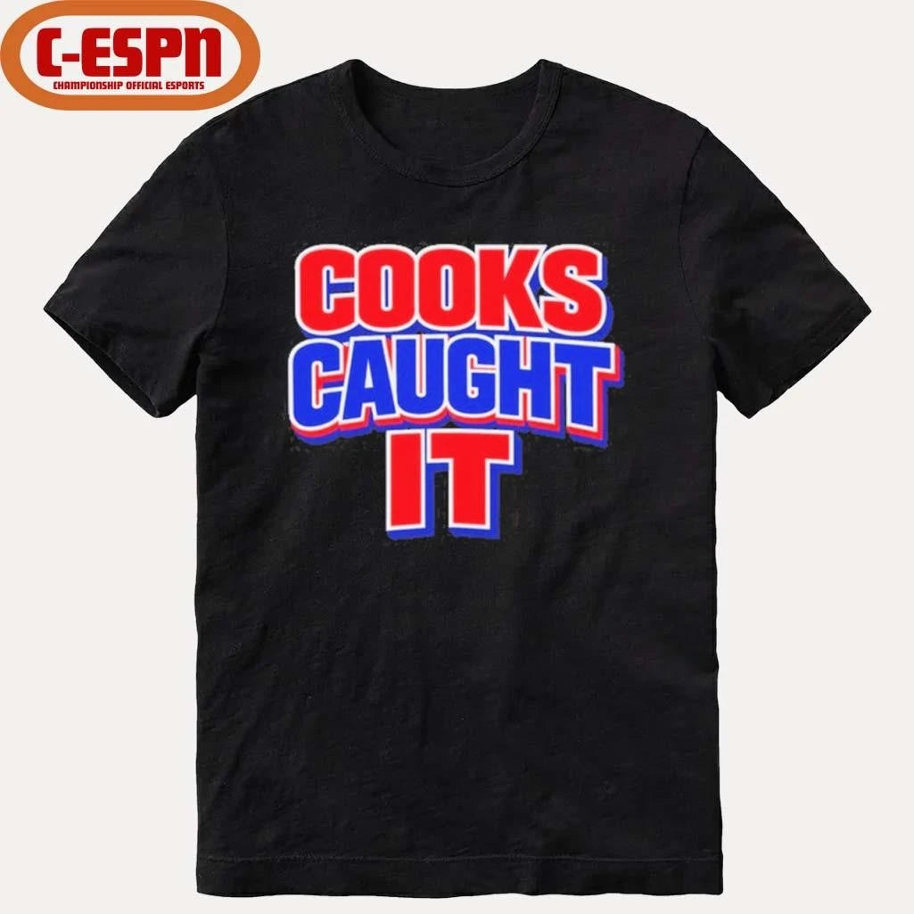 Official Buffalo Cooks Caught It Bold Red Blue T-Shirt