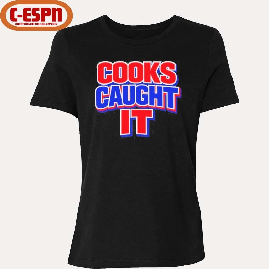 Official Buffalo Cooks Caught It Bold Red Blue T-Shirt