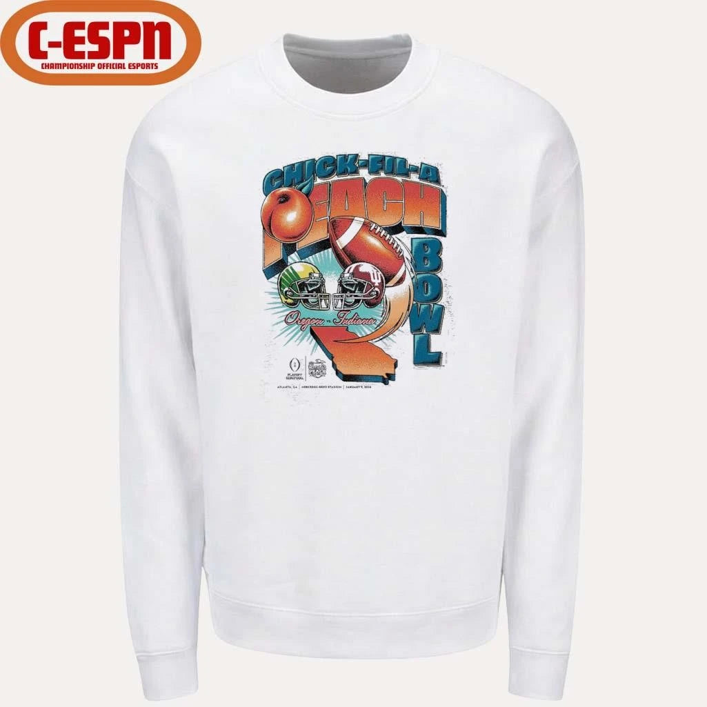 Official CFP 2026 Peach Bowl Matchup T-Shirt Oregon Vs Indiana