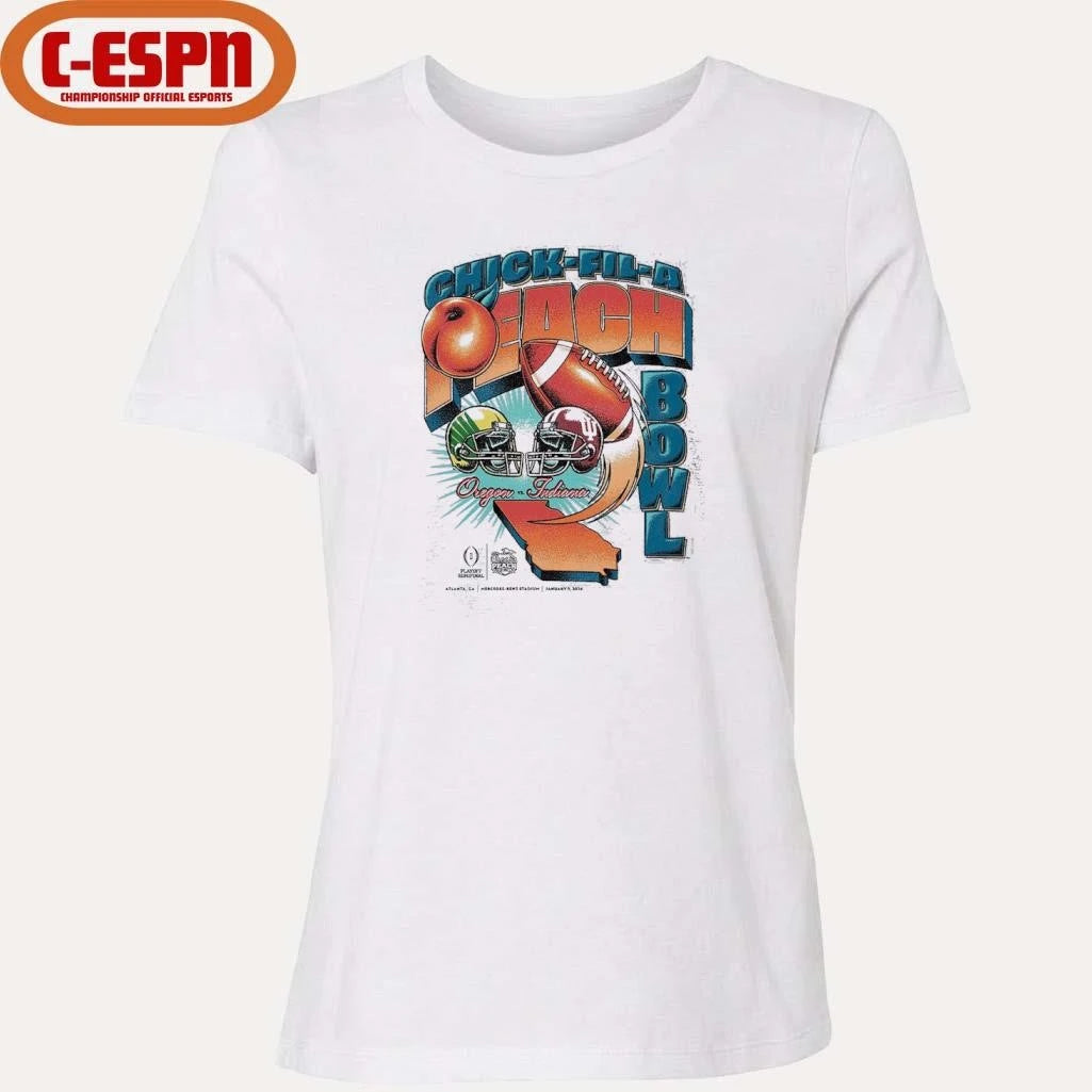 Official CFP 2026 Peach Bowl Matchup T-Shirt Oregon Vs Indiana