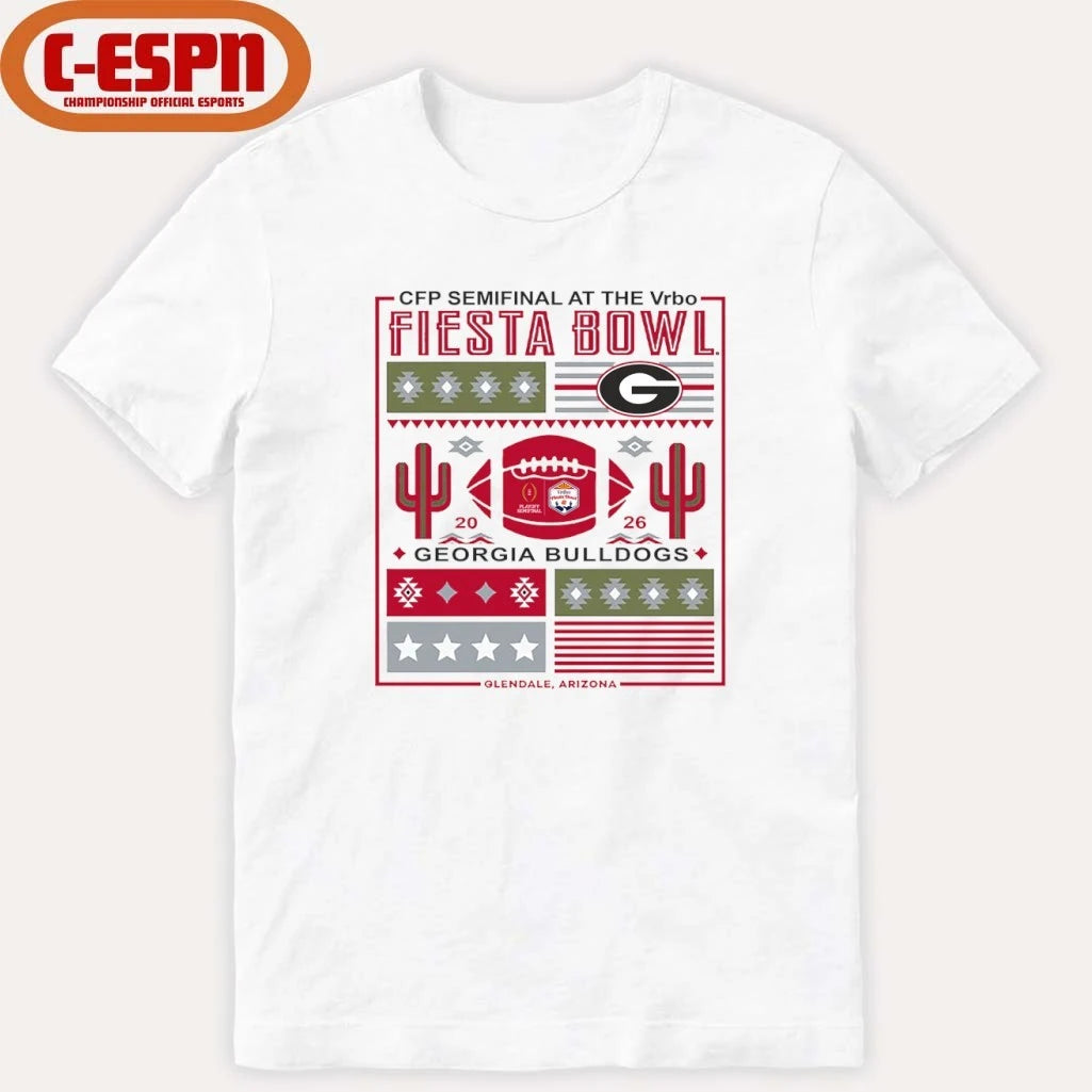 Official CFP Semifinal Vrbo Fiesta Bowl 2026 Georgia Bulldogs Retro Shirt