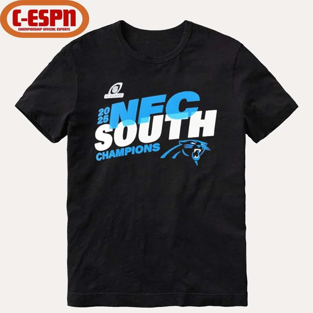 Official Carolina Panthers 2025 NFC South Division Champions Conquer T-Shirt