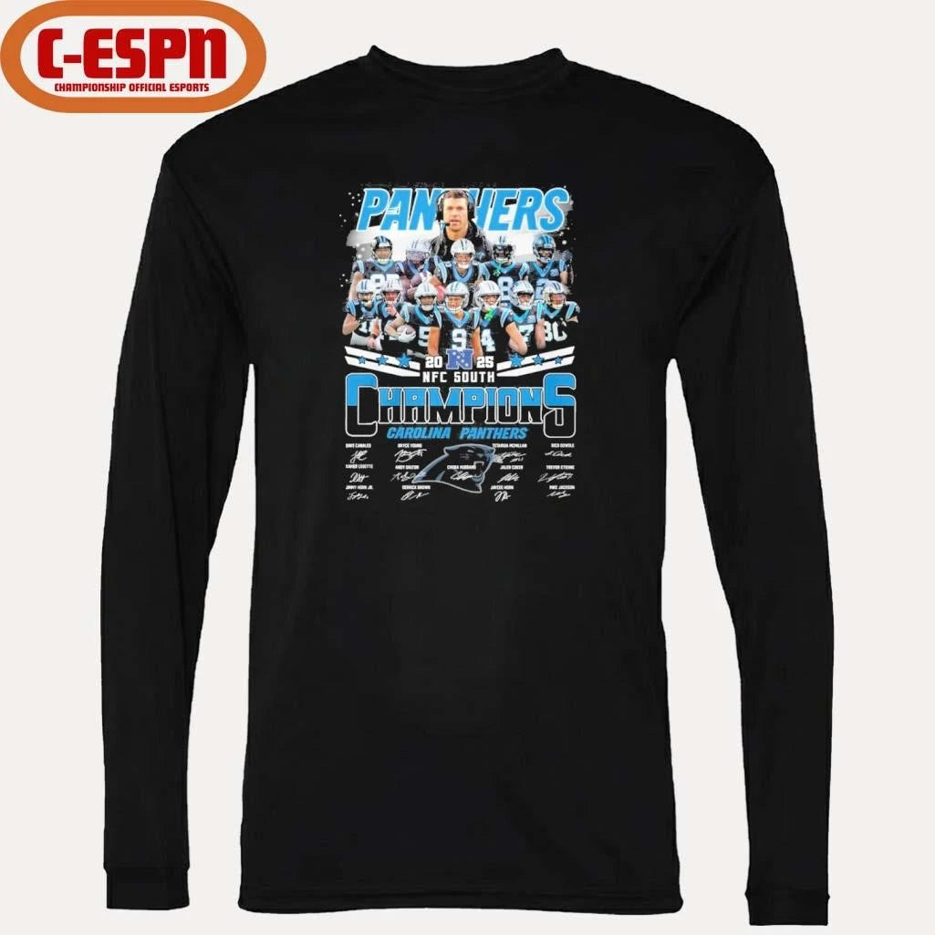 Official Carolina Panthers Team NFC South Champions 2025 T-Shirt