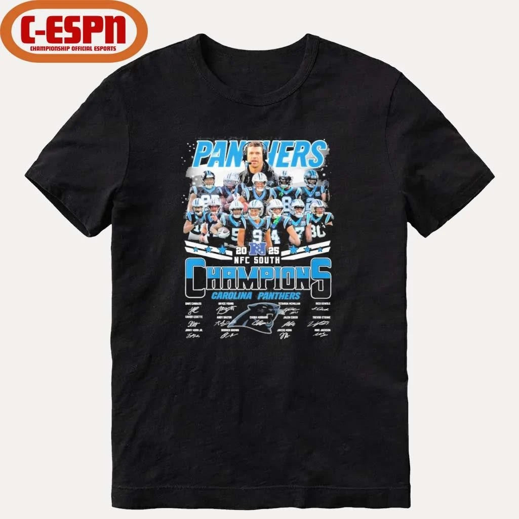 Official Carolina Panthers Team NFC South Champions 2025 T-Shirt