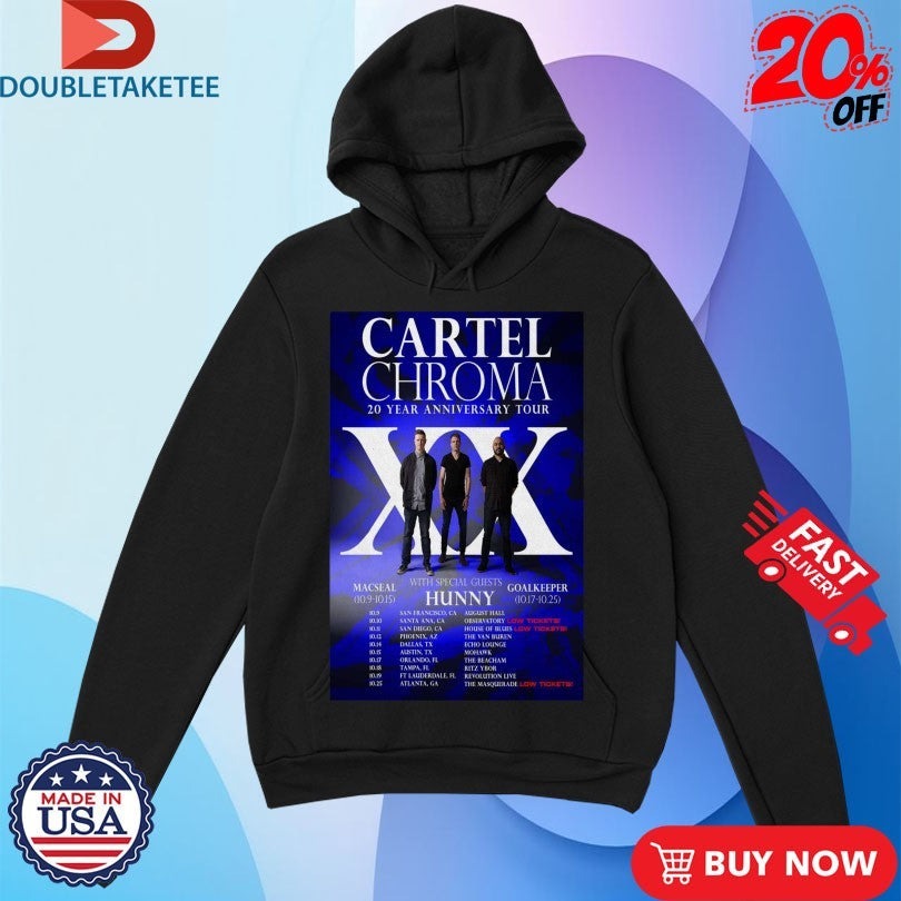 Official Cartel Chroma 20 Year Anniversary Tour 2025 Hunny Golakeeper Shirts