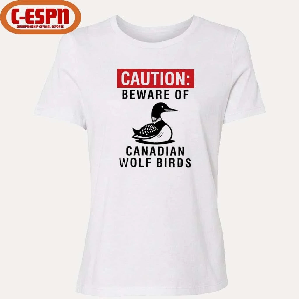 Official Caution Beware Of Canadian Wolf Birds Shirt