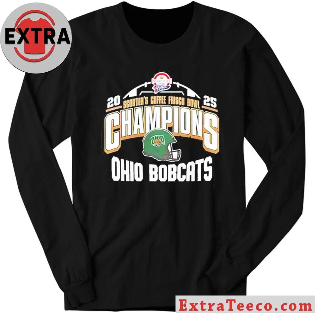 Official Celebrating the Ohio Bobcats’ victory at the 2025 Scooter’s Coffee Frisco Bowl Helmet And Logo Shirt