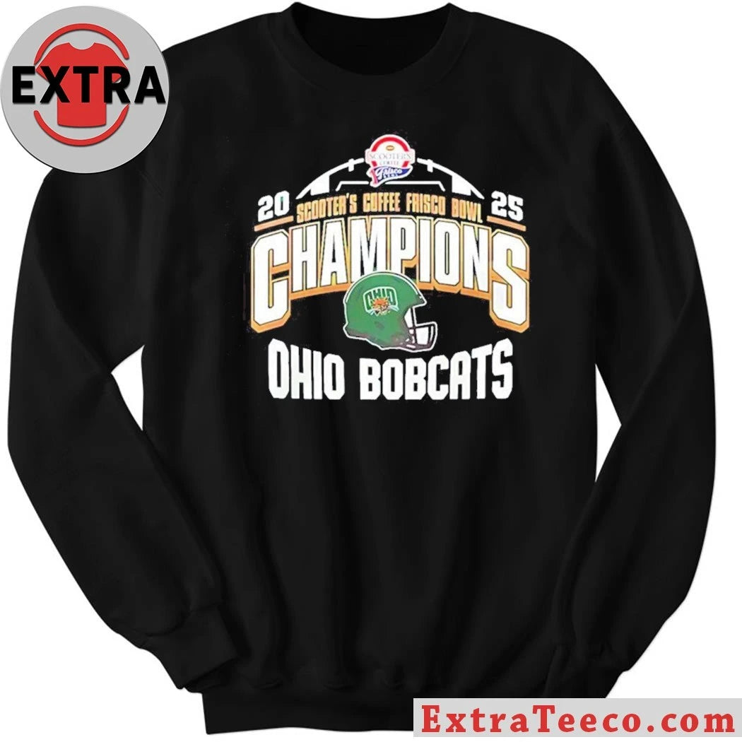 Official Celebrating the Ohio Bobcats’ victory at the 2025 Scooter’s Coffee Frisco Bowl Helmet And Logo Shirt