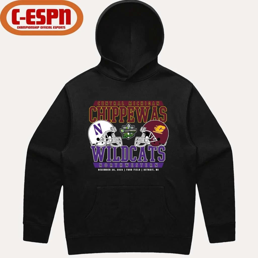 Official Central Michigan Vs Northwestern 2025 GameAbove Sports Bowl Dueling Helmets Shirt