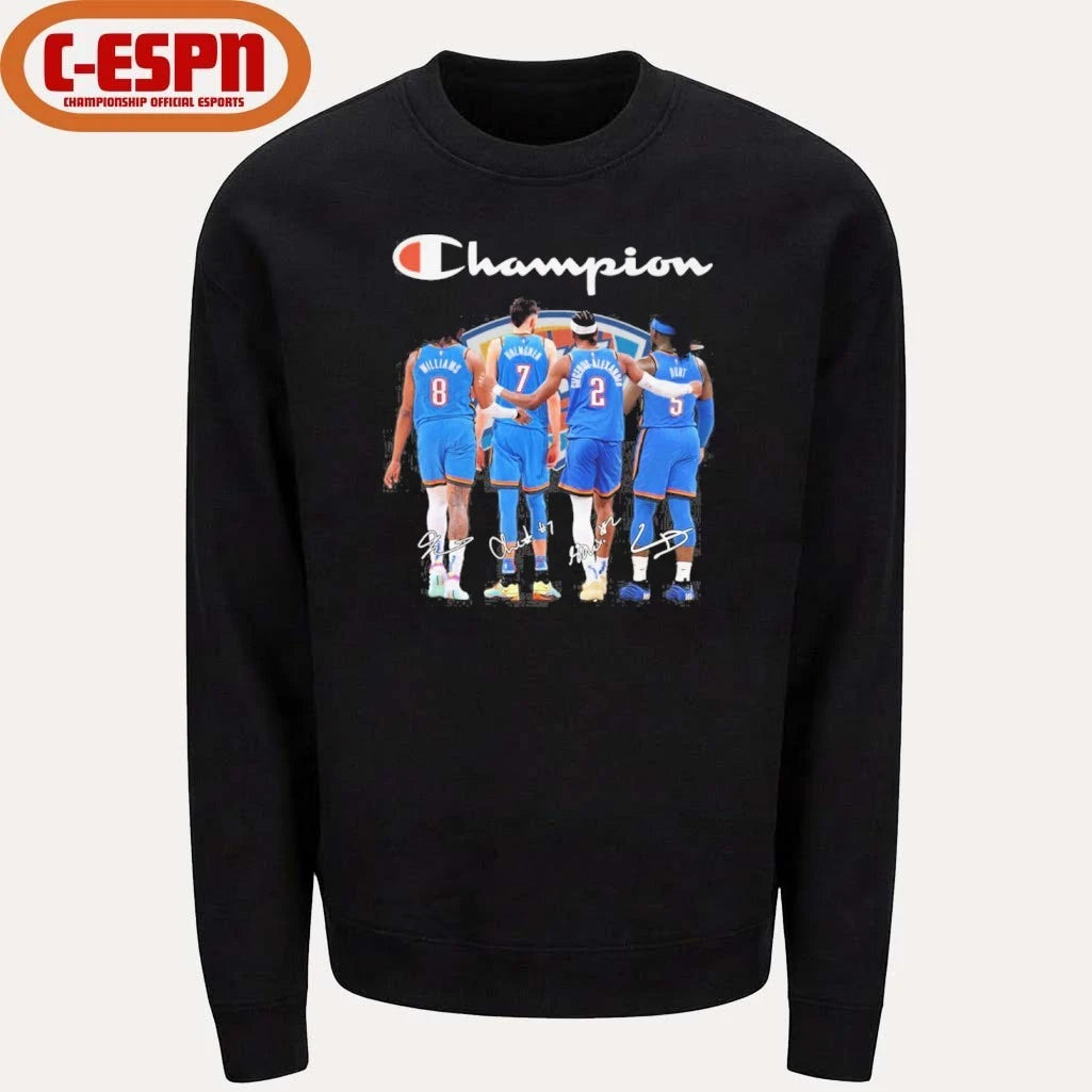 Official Champion OKC Thunder Williams, Holmgren, Gilgeous-Alexander And Dort Shirt