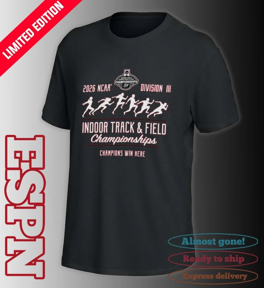 Official Champions Win Here 2026 NCAA DIII Indoor Track &amp; Field Championships Shirt