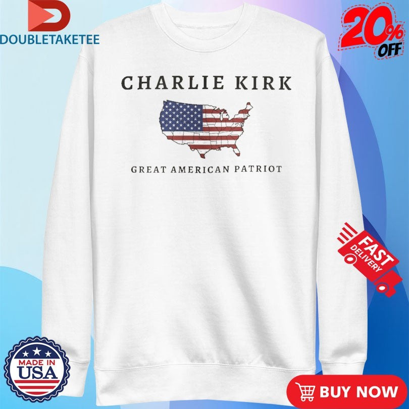 Official Charlie Kirk Great American Patriot USA Map Flag Shirts