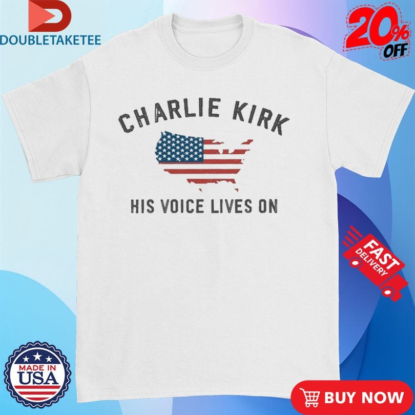 Official Charlie Kirk His Voice Lives On America Flag Map Shirts