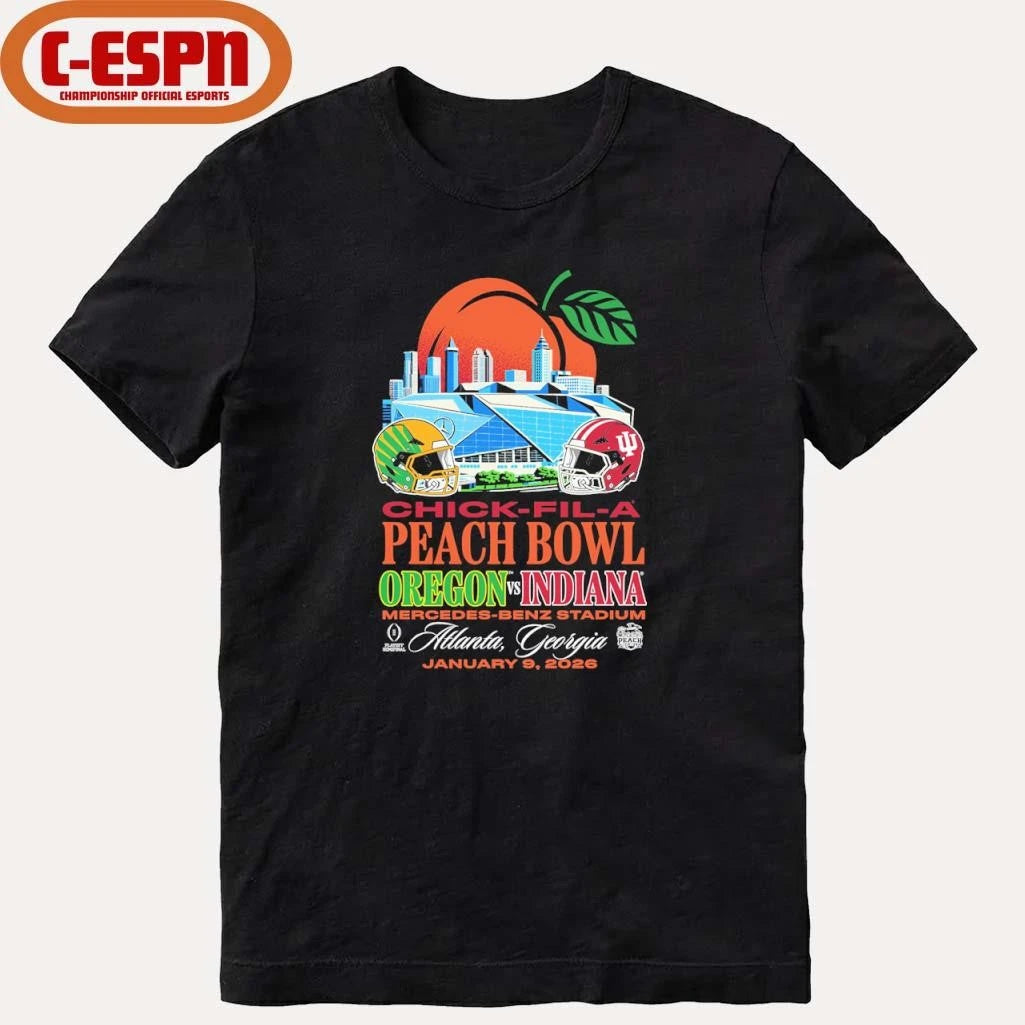 Official Chick-Fil-A Peach Bowl IU Vs Oregon Mercedes-Benz Stadium T-Shirt