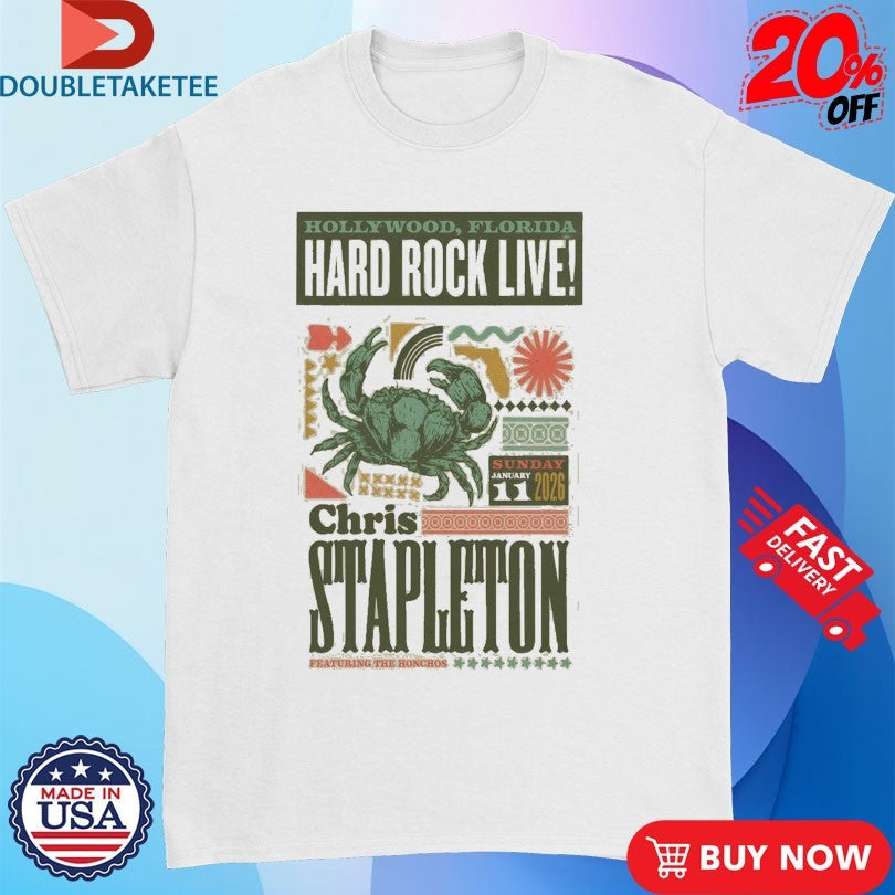 Official Chris Stapleton 1.10.2026 Hollywood FL Hard Rock Live Crab Shirts