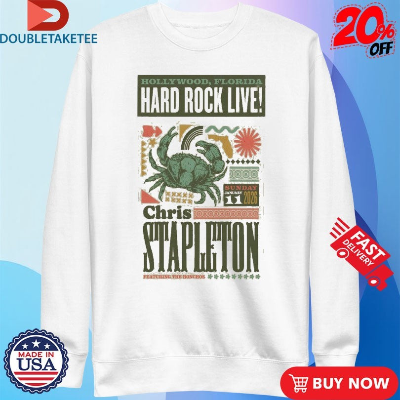 Official Chris Stapleton 1.10.2026 Hollywood FL Hard Rock Live Crab Shirts