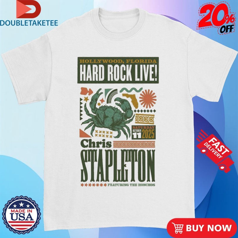 Official Chris Stapleton Oct 11 2025 Hard Rock Live In Hollywood FL Crab Shirts