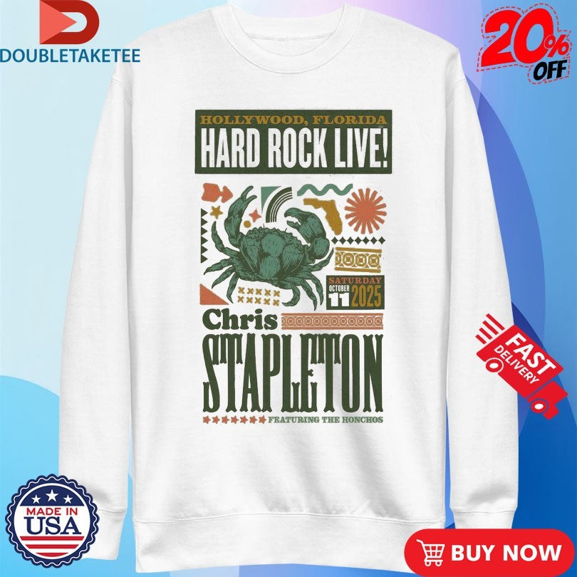 Official Chris Stapleton Oct 11 2025 Hard Rock Live In Hollywood FL Crab Shirts