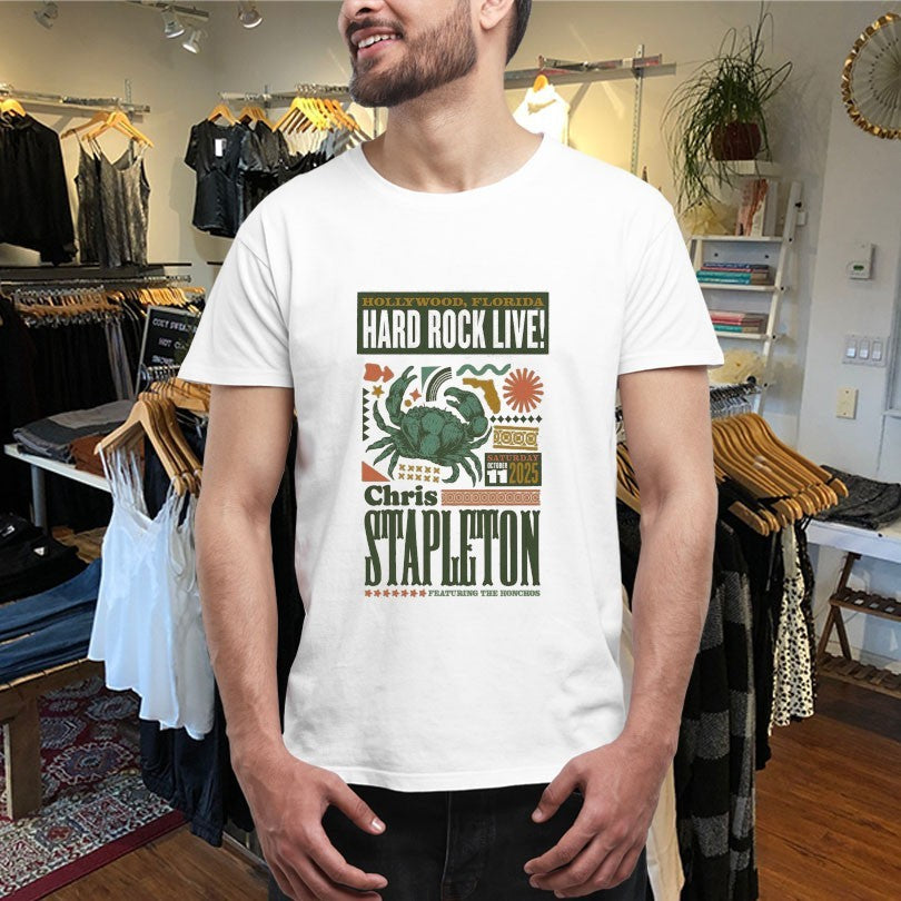 Official Chris Stapleton Oct 11 2025 Hard Rock Live In Hollywood FL Crab Shirts