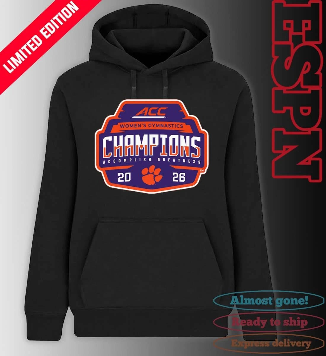 Official Clemson Tigers 2026 ACC Women’s Gymnastics Champions Locker Room T-Shirt