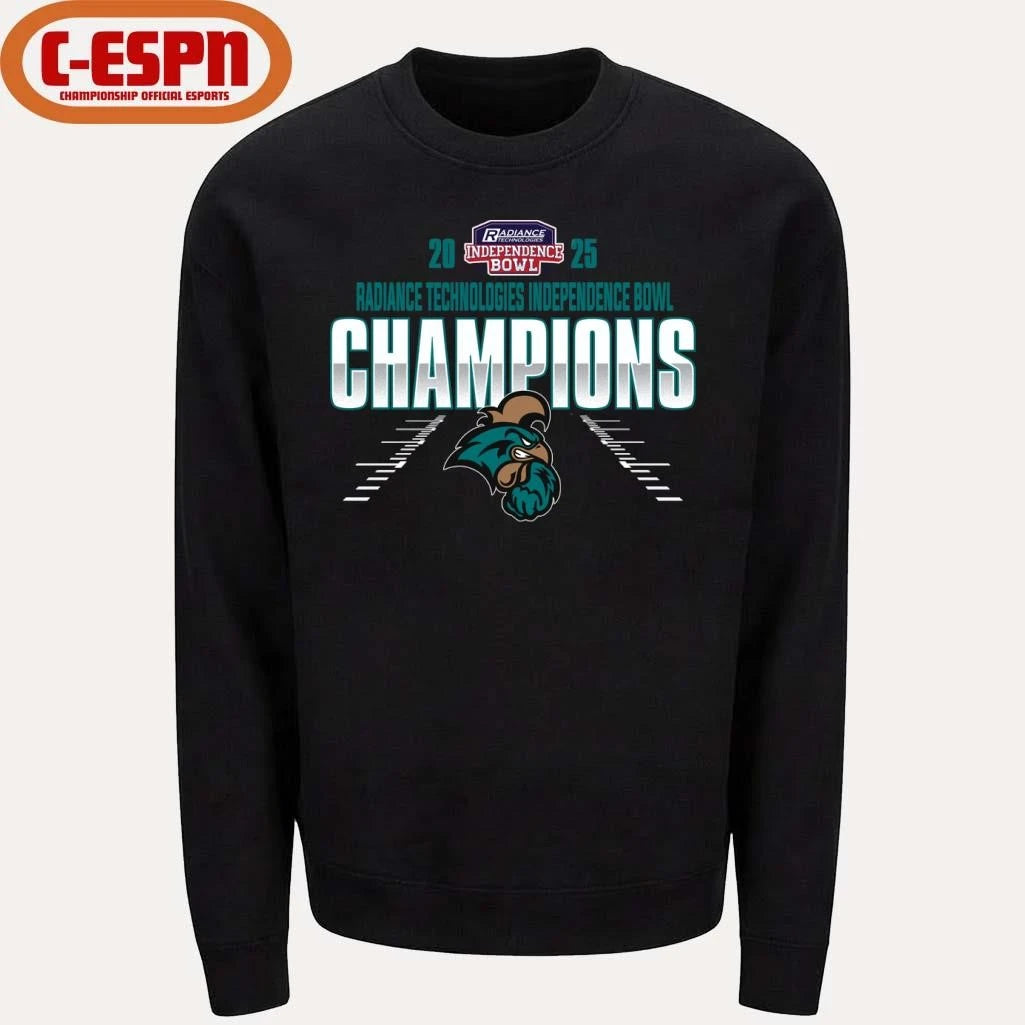 Official Coastal Carolina Chanticleers Radiance Technologies Independence Bowl Champions T-Shirt
