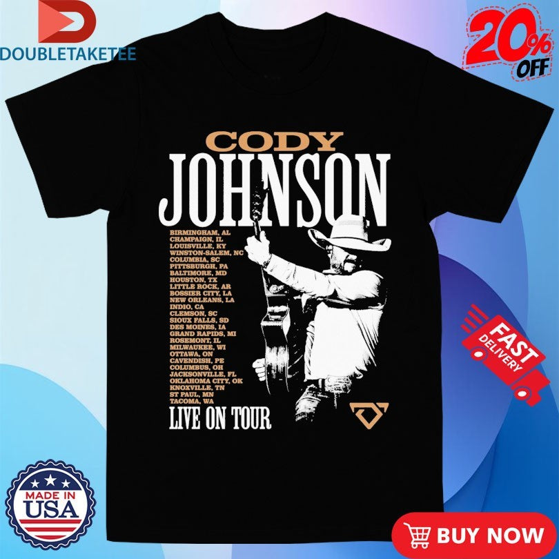Official Cody Johnson Live On Tour 2026 Dates Photo Guitar Shirts