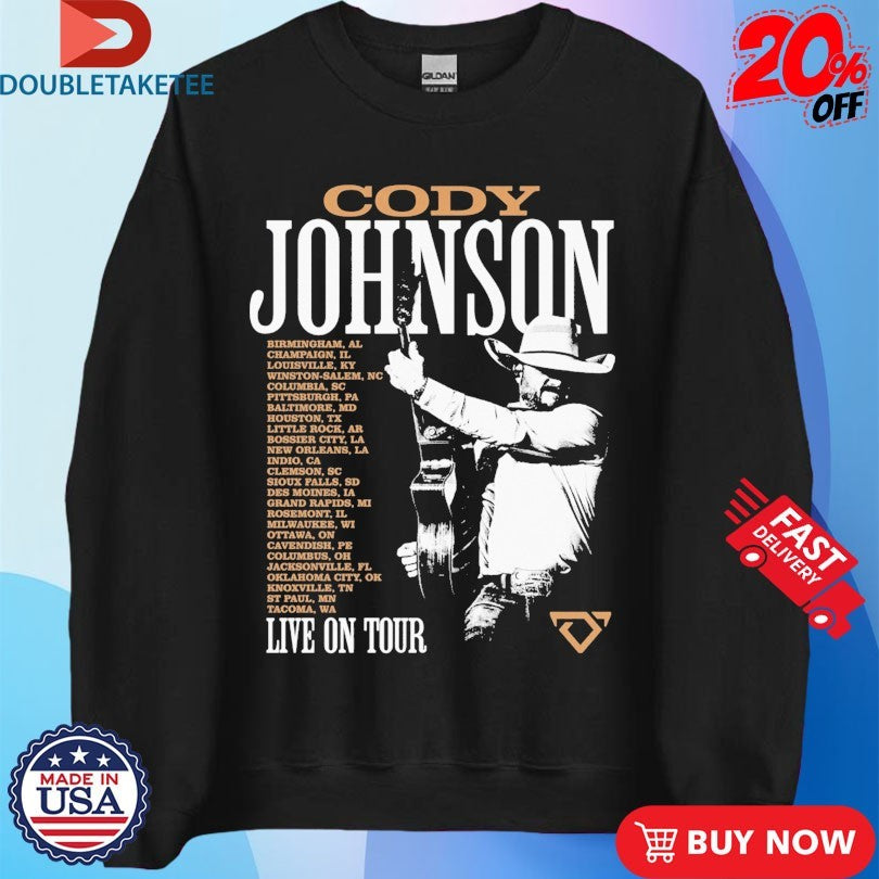Official Cody Johnson Live On Tour 2026 Dates Photo Guitar Shirts