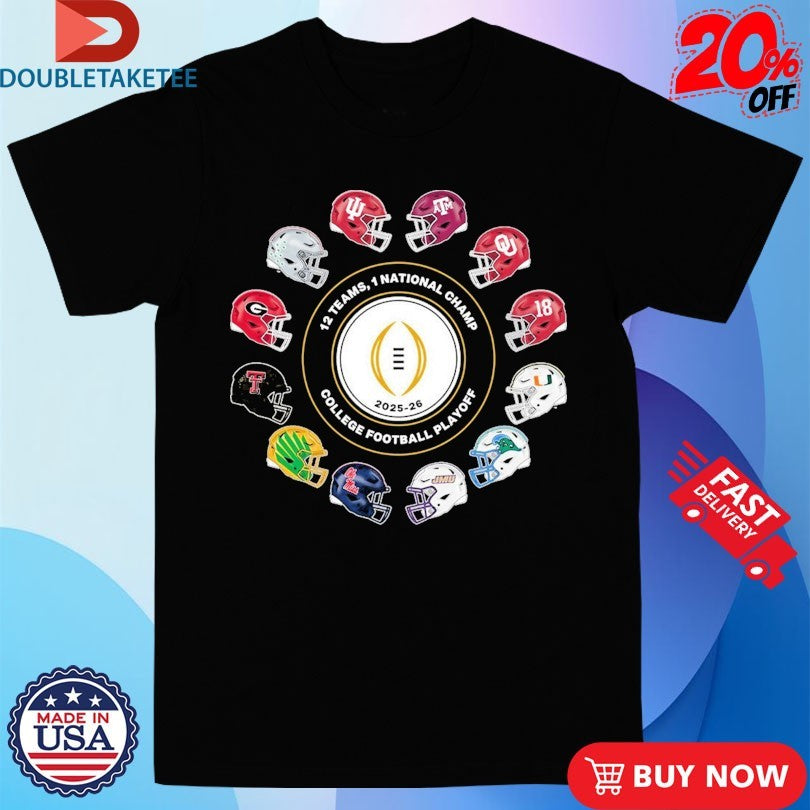 Official College Football Playoff 2026 12 Teams Playoff Helmets Shirts