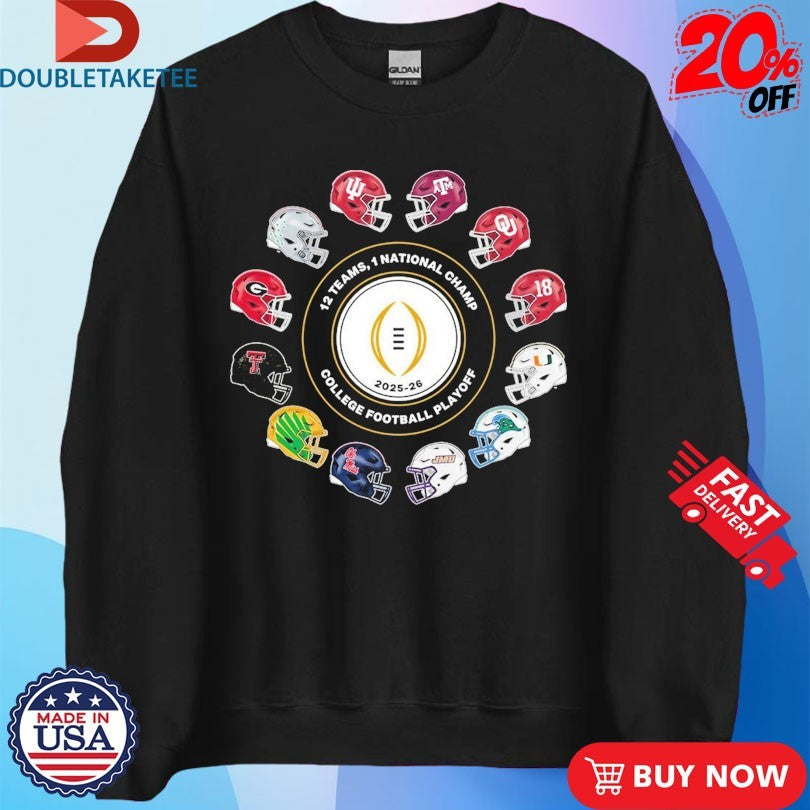 Official College Football Playoff 2026 12 Teams Playoff Helmets Shirts