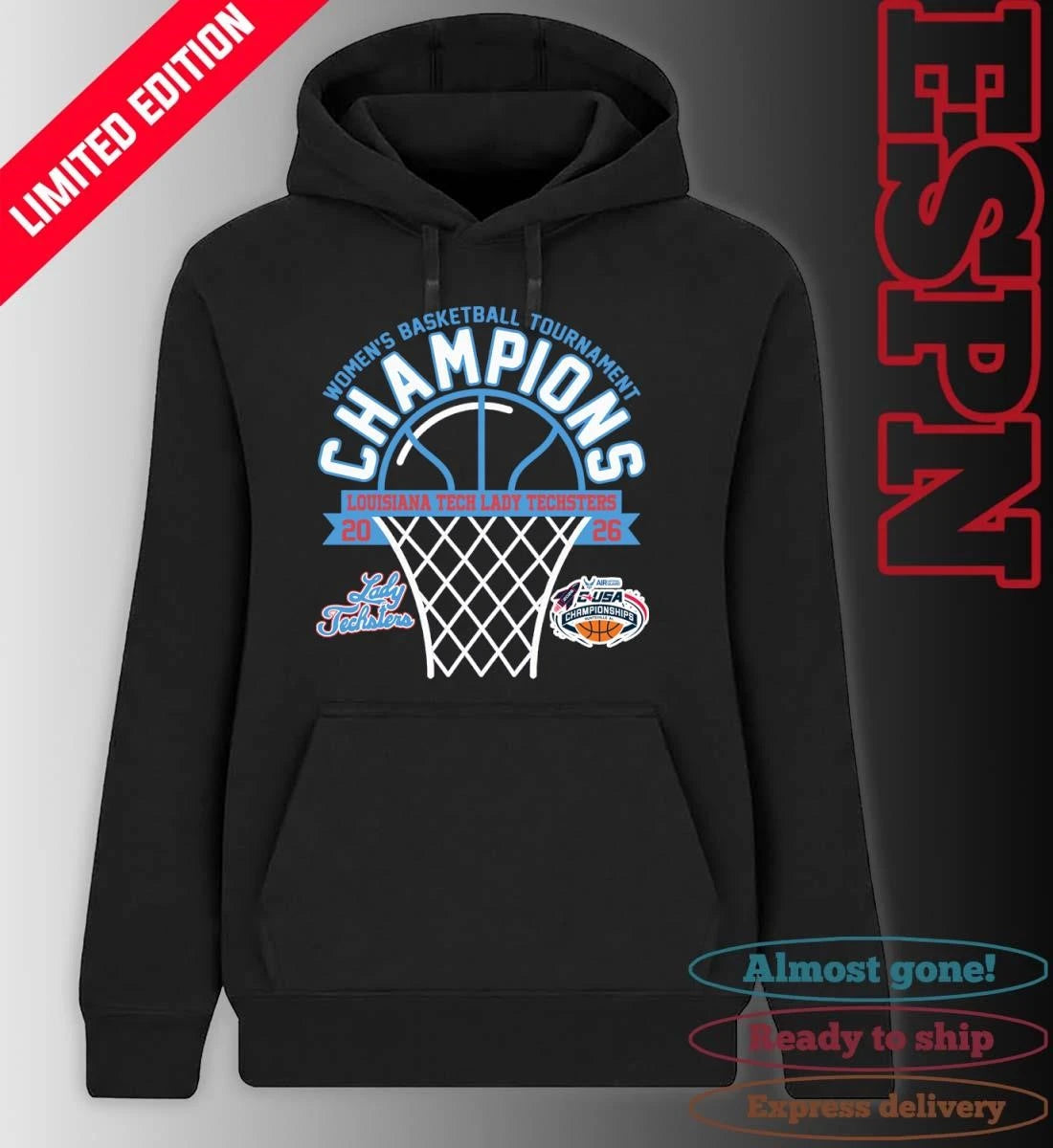 Official Conference USA Women’s Basketball Tournament Champions 2026 Louisiana Tech Lady Techsters T-Shirt