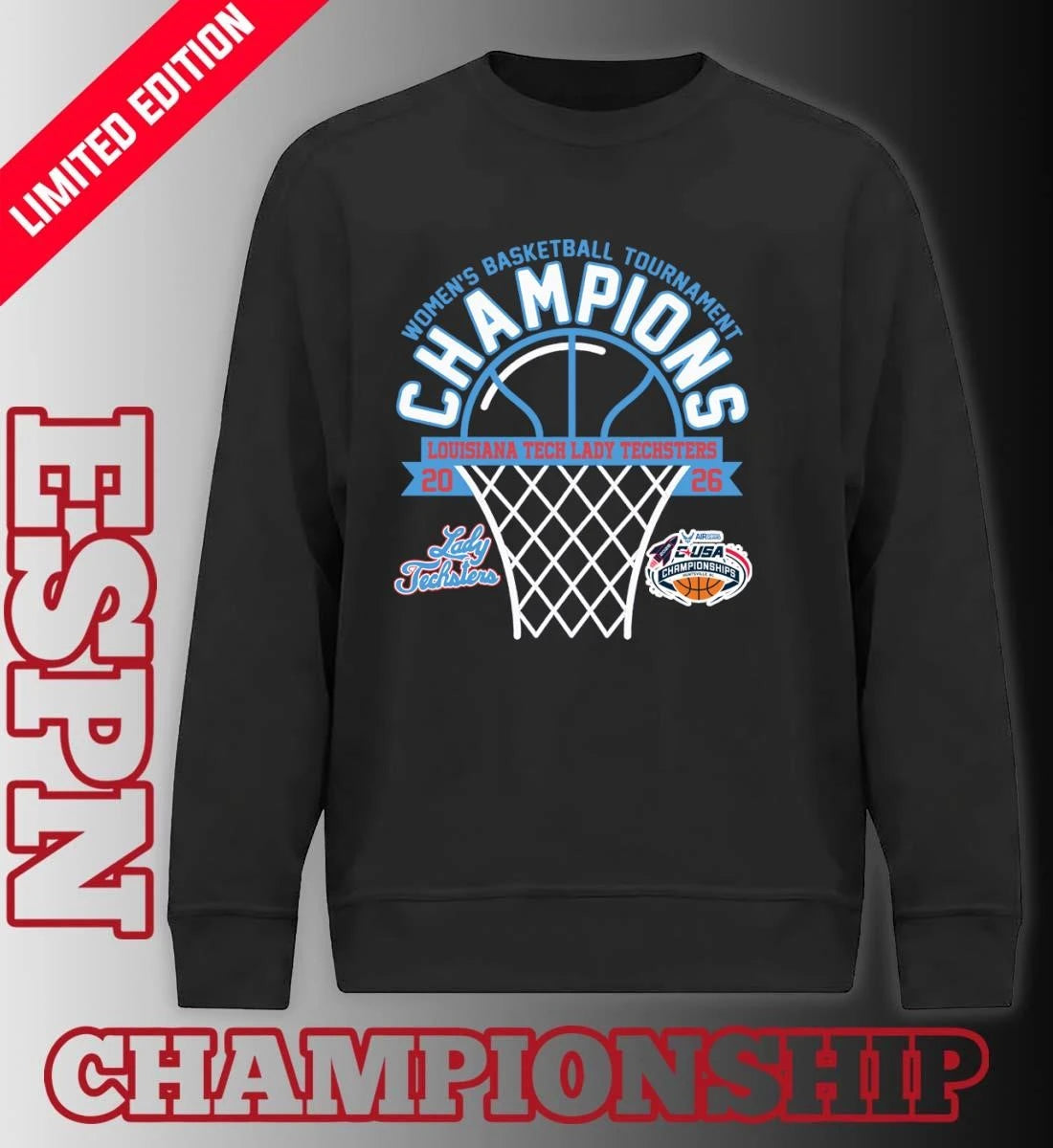 Official Conference USA Women’s Basketball Tournament Champions 2026 Louisiana Tech Lady Techsters T-Shirt
