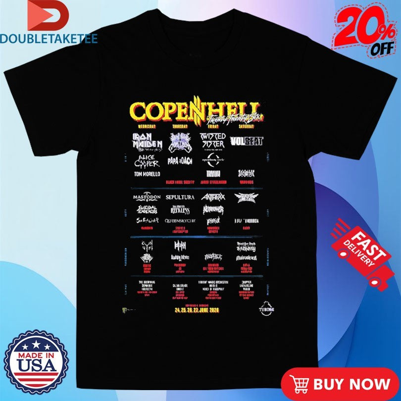 Official Copenhell Festival Lineup Copenhagen Denmark On 24 25 26 27 June 2026 Shirts
