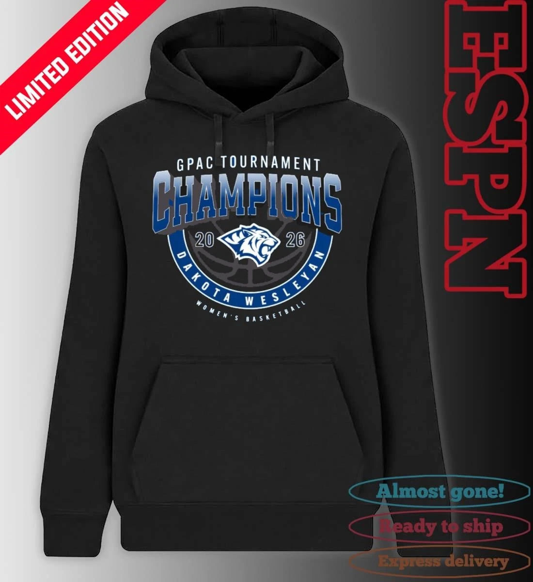 Official Dakota Wesleyan Tigers GPAC Women’s Basketball Tournament Champions Shirt